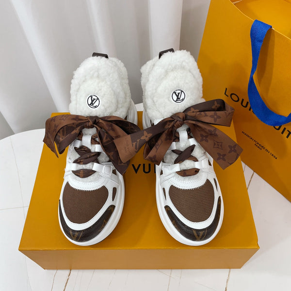 LV Archlight Sneaker Bianco Mix Marrone Monogramma Papillon Pelle di Agnello