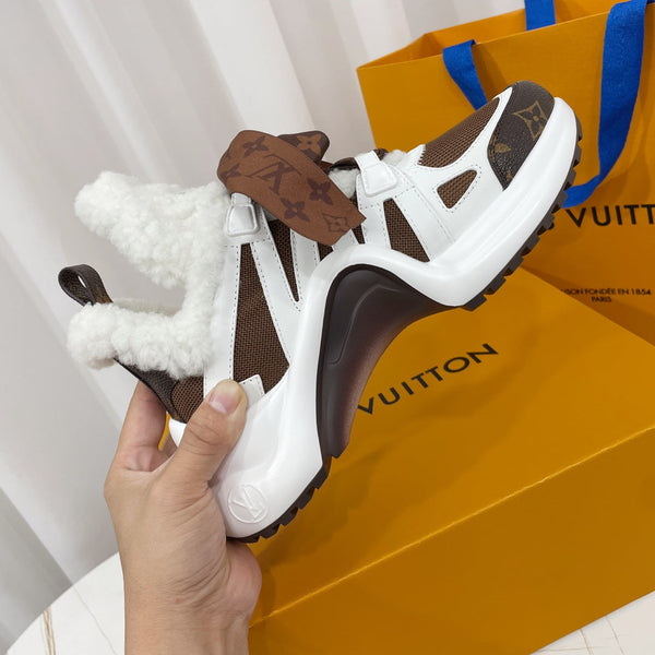 LV Archlight Sneaker Bianco Mix Marrone Monogramma Papillon Pelle di Agnello