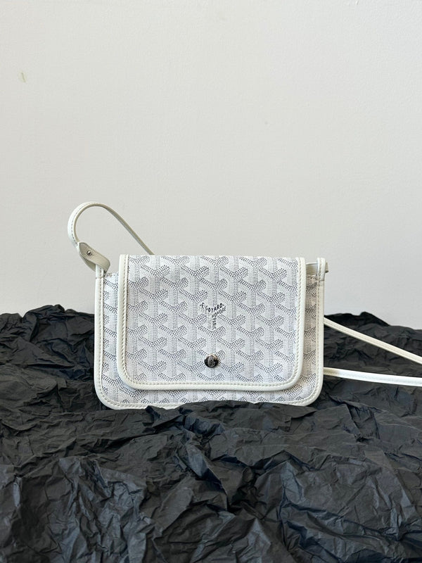 PLUMET POCKET WALLET 20 IN WHITE GOYARDINE CANVAS AND LAMBSKIN TRIM