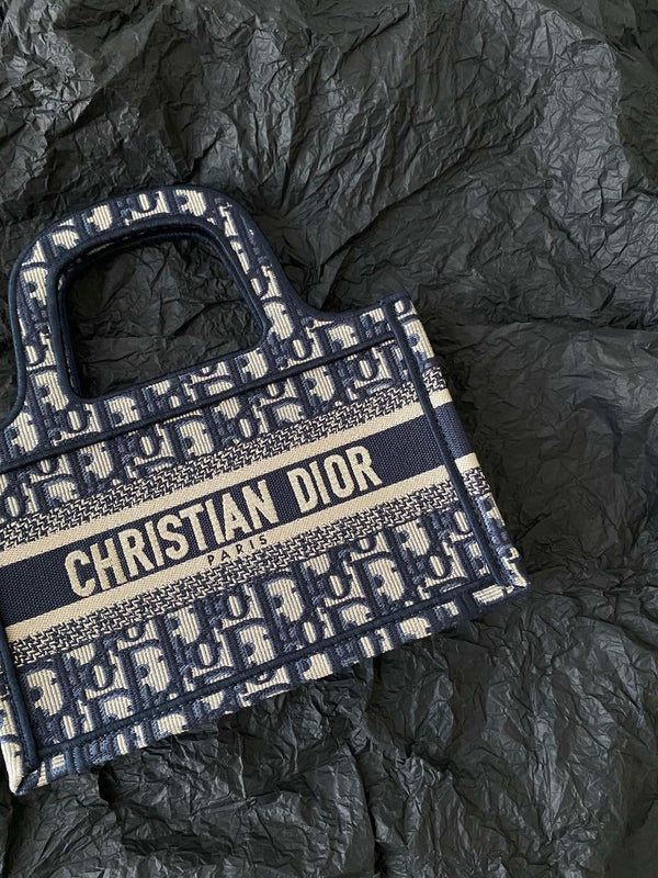 borsa porta cd mini 23 cm in tela ricamata blu beige