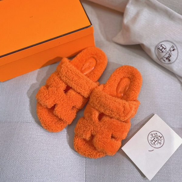 chypre sandal orange lamb wool