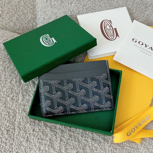 PORTAFOGLIO SAINT-SULPICE 10 IN TELA GOYARDINE GRIGIA NERA E PELLE DI VITELLO