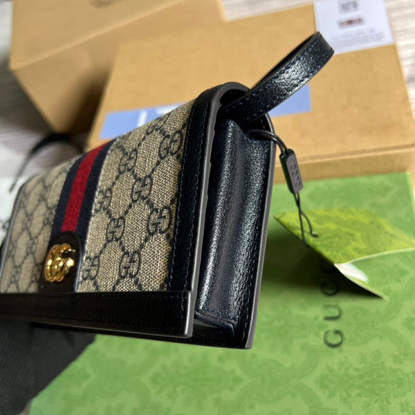 MINI 19 OPHIDIA BAG IN BLACK CALFSKIN AND BEIGE CANVAS