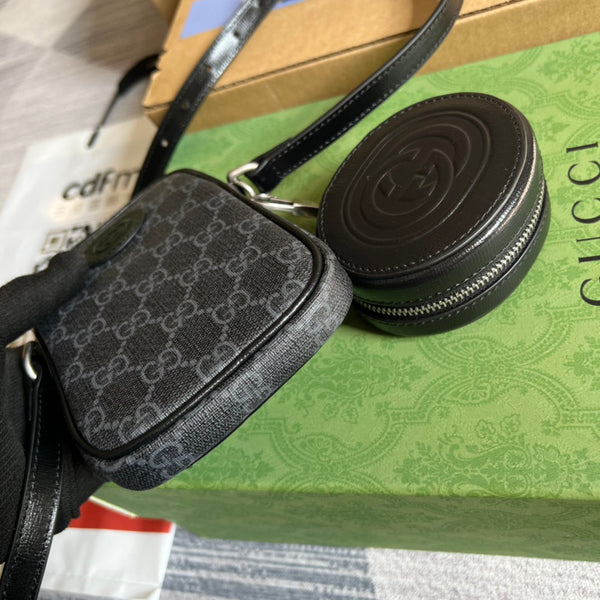 MINI BAG 17 IN BLACK CALFSKIN AND CANVAS