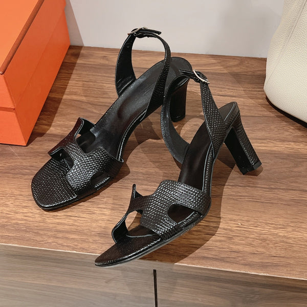 SANDALO SLINGBACK ETERNITE 75 IN PELLE DI AGNELLO NERA