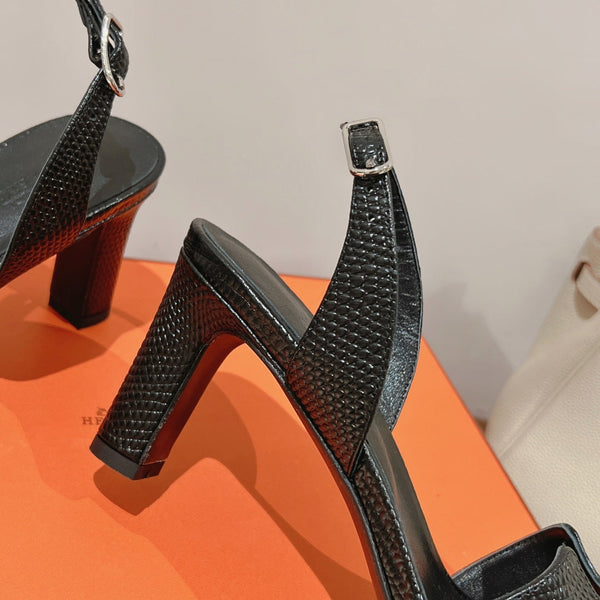 SANDALO SLINGBACK ETERNITE 75 IN PELLE DI AGNELLO NERA