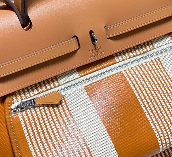 Herbag 31 Toile White Gold Canvas Gold Cowhide Leather