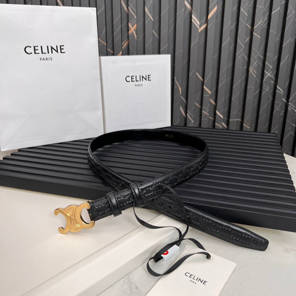 CL TRIOMPHE 25 MM BELT IN BLACK CALFSKIN GOLD HARDWARE