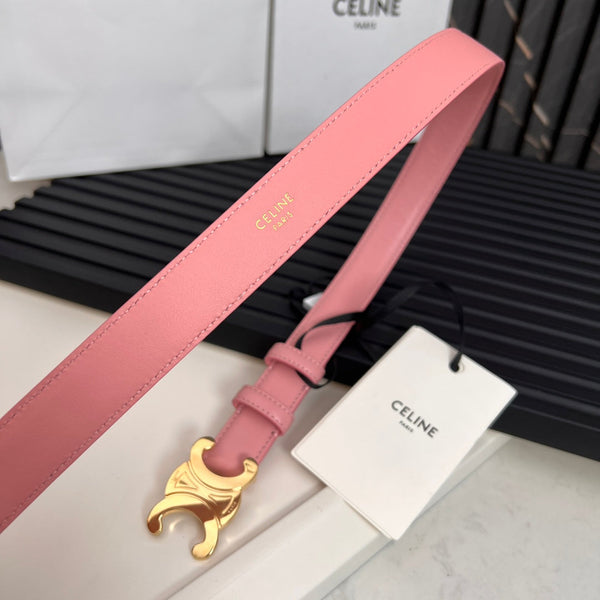 CEL 25mm Medium Triomphe Belt in Taurillon Pink Leather 176286