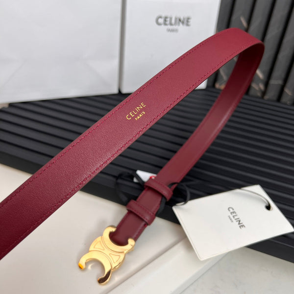 CEL 25mm Medium Triomphe Belt in Taurillon Light Burgundy Leather 176285
