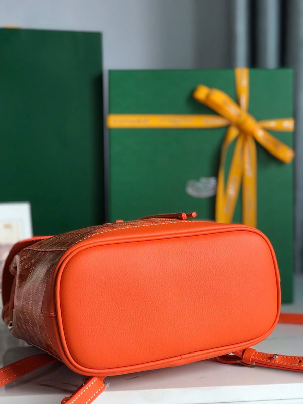 ALPIN MINI BACKPACK 21 IN ORANGE LAMBSKIN AND GOYARDINE CANVAS