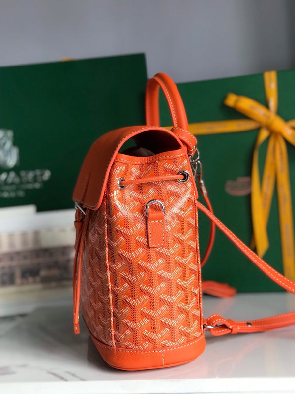 ALPIN MINI BACKPACK 21 IN ORANGE LAMBSKIN AND GOYARDINE CANVAS