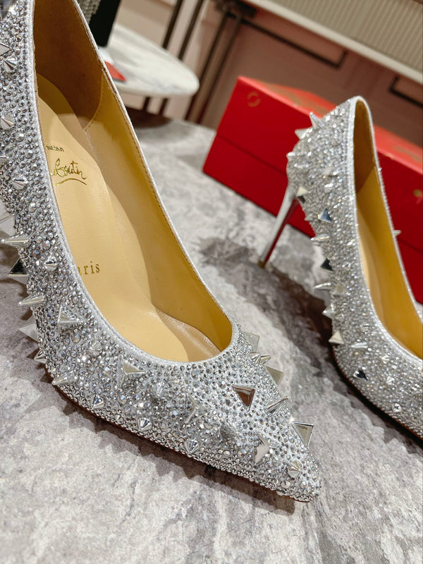 CL Pigalili Potpourri Strass Pumps Glitter Silver