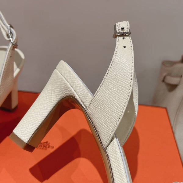 SANDALO SLINGBACK ETERNITE 75 PELLE DI AGNELLO BIANCO CREMA