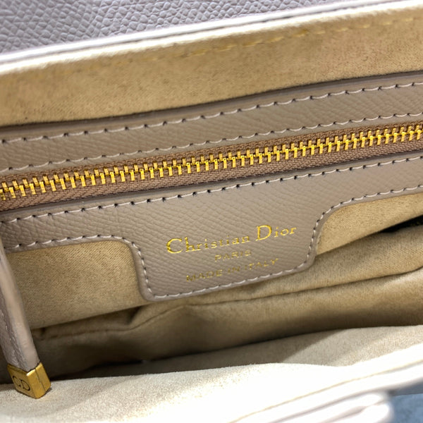 CD Saddle Bag Strap Warm Taupe Grained Brown Calfskin