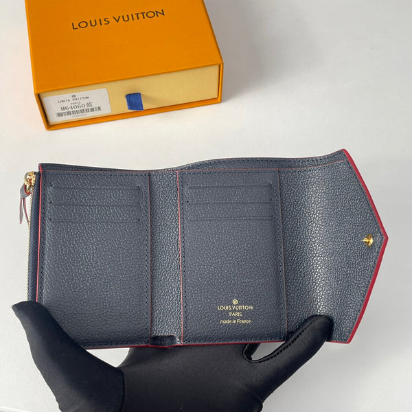 LV M64060 Victorine Wallet Blue Red Monogram Empreinte Leather 221683