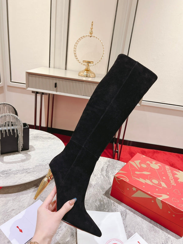 CL Lipbotta Knee-high Boots 100mm Suede Black