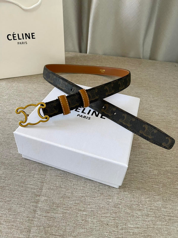 CL logo Cut-out Belt 25mm Black Tan Triomphe Canvas Ghw
