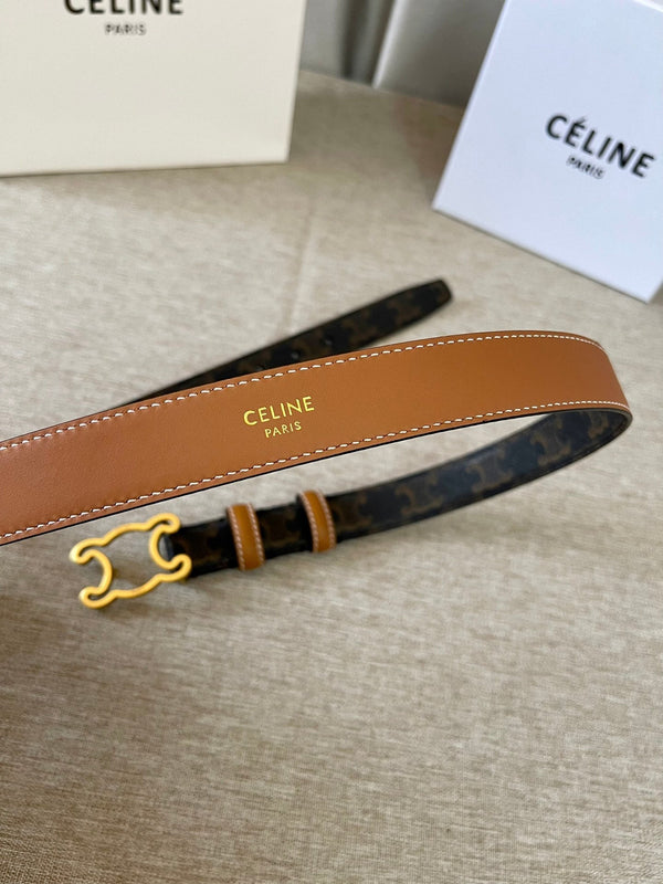 CL logo Cut-out Belt 25mm Black Tan Triomphe Canvas Ghw