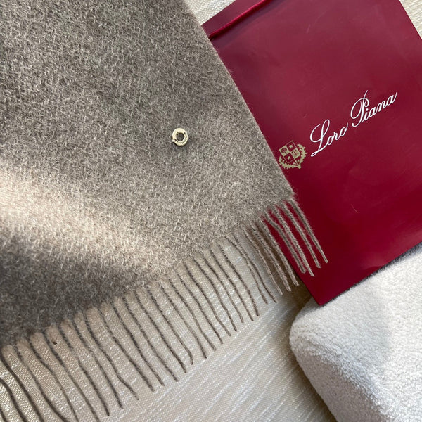 Plain Cashmere Scarf 180 CM In Grey Brown 351620