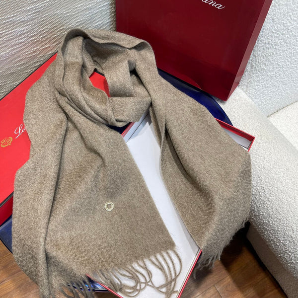 Plain Cashmere Scarf 180 CM In Grey Brown 351620