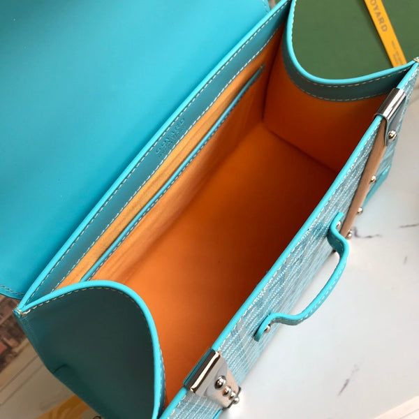 SAÏGON PM BAG 28 IN LIGHT BLUE GOYARDINE CANVAS AND CALFSKIN