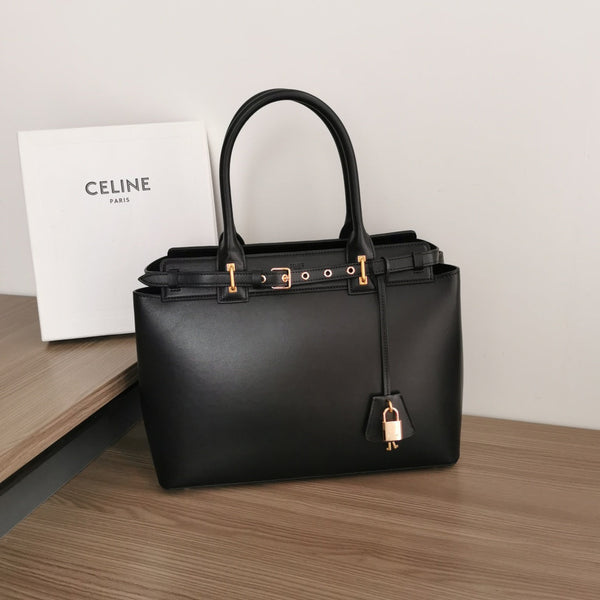 CONTI BAG 36 IN BRONZE BLACK CALFSKIN GOLD HARDWARE