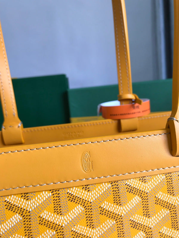 BORSA BELLECHASSE BIAUDE PM 36 IN TELA GOYARDINE GIALLA E RIFINITURE IN PELLE DI VITELLO