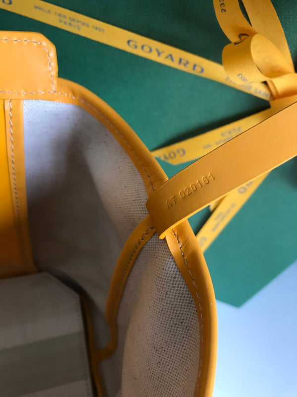 BORSA BELLECHASSE BIAUDE PM 36 IN TELA GOYARDINE GIALLA E RIFINITURE IN PELLE DI VITELLO