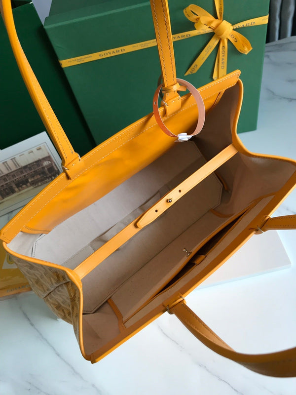 BORSA BELLECHASSE BIAUDE PM 36 IN TELA GOYARDINE GIALLA E RIFINITURE IN PELLE DI VITELLO