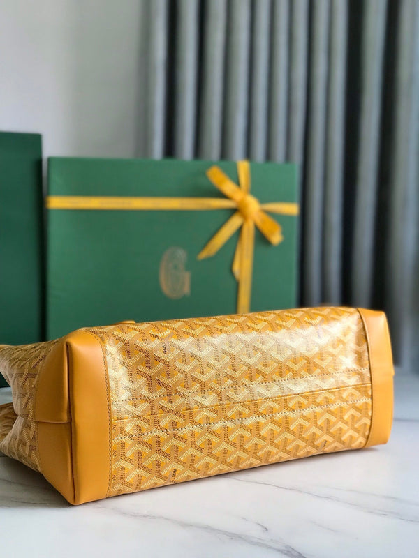 BORSA BELLECHASSE BIAUDE PM 36 IN TELA GOYARDINE GIALLA E RIFINITURE IN PELLE DI VITELLO