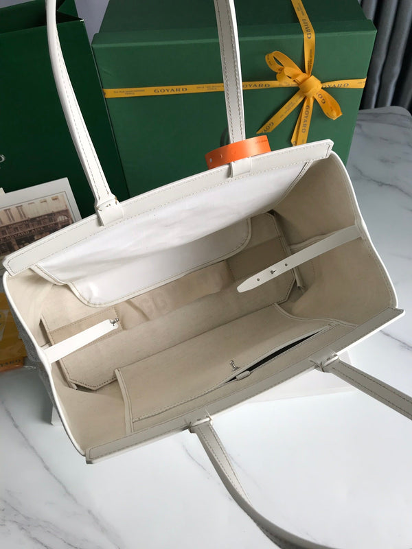 BORSA BELLECHASSE BIAUDE PM 36 IN TELA GOYARDINE BIANCA E RIFINITURE IN PELLE DI VITELLO