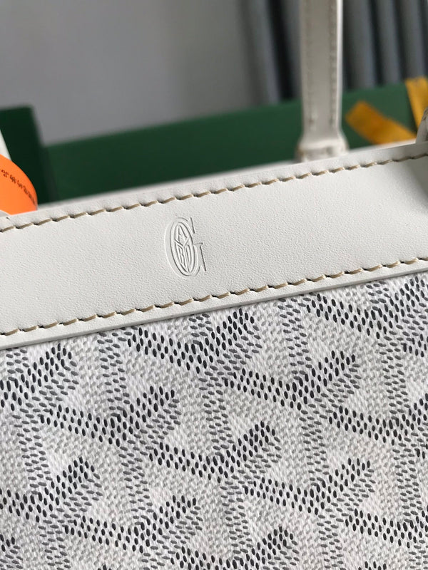 BORSA BELLECHASSE BIAUDE PM 36 IN TELA GOYARDINE BIANCA E RIFINITURE IN PELLE DI VITELLO