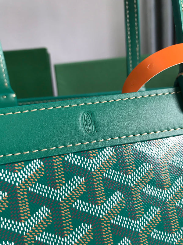 BORSA BELLECHASSE BIAUDE PM 36 IN TELA GOYARDINE VERDE E RIFINITURE IN PELLE DI VITELLO