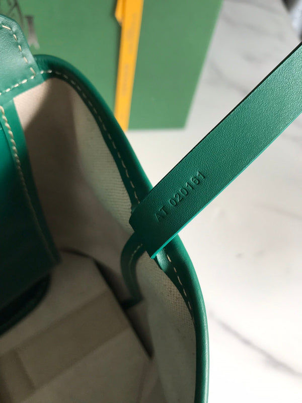 BORSA BELLECHASSE BIAUDE PM 36 IN TELA GOYARDINE VERDE E RIFINITURE IN PELLE DI VITELLO