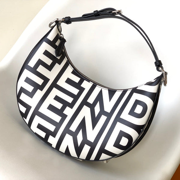 FENDIGRAPHY SMALL 29 IN WHITE MIX BLACK SMOOTH CALFSKIN SILVER HARDWARE