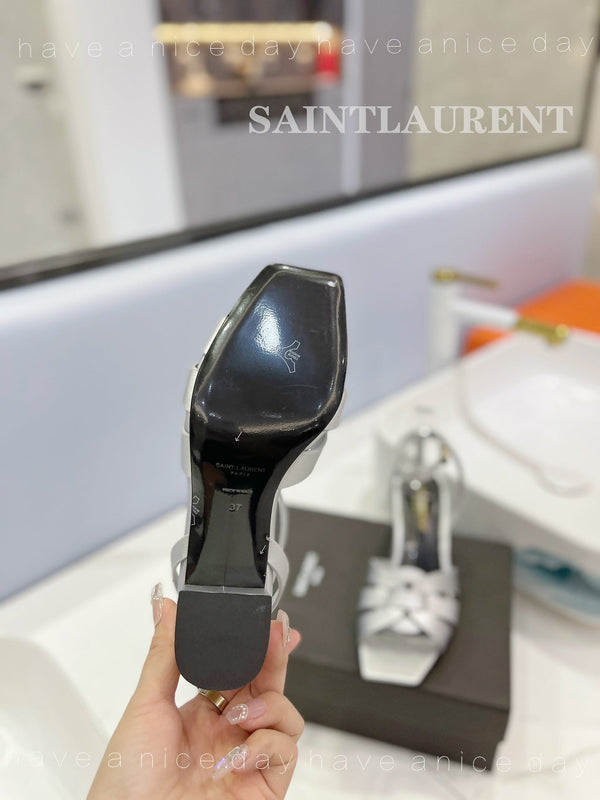 SL TRIBUTE SANDAL SILVER CALFSKIN