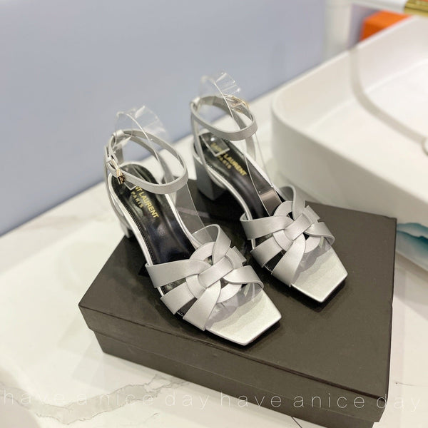 SL TRIBUTE SANDAL SILVER CALFSKIN