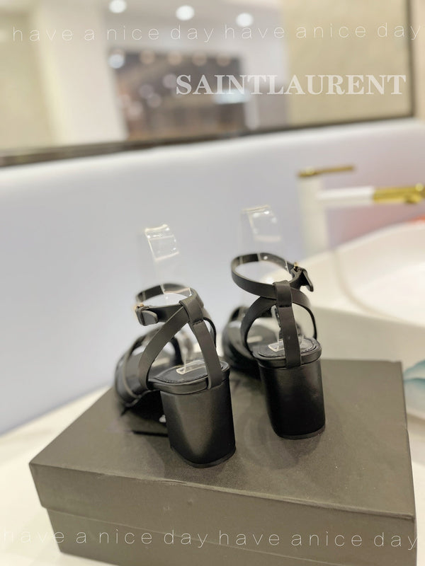 SL TRIBUTE SANDAL BLACK CALFSKIN