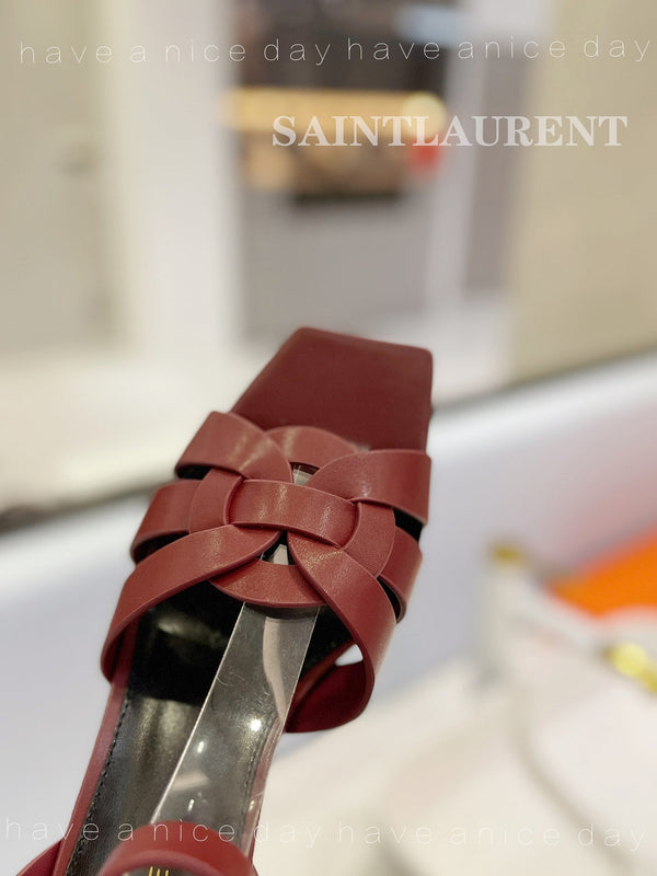 SL TRIBUTE SANDAL BERRY CALFSKIN