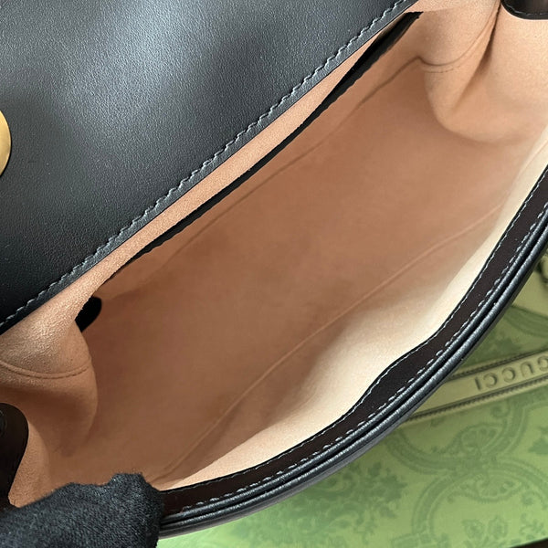 gg marmont mini 18cm pelle di vitello nera hardware dorato