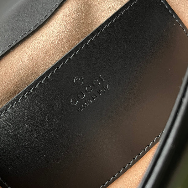 gg marmont mini 18cm pelle di vitello nera hardware dorato