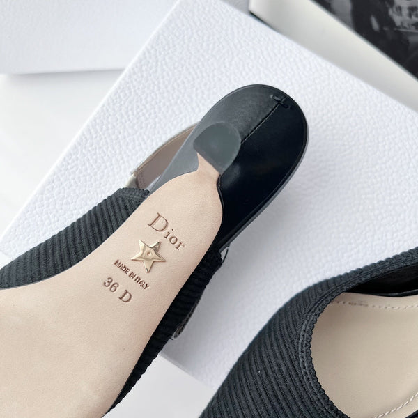 cd slingback pumps 65 black embroidered cotton