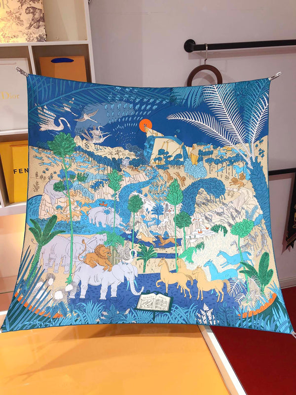 Le Carnaval Des Animaux Scarf 90 CM In Colorful Silk Twill 288861