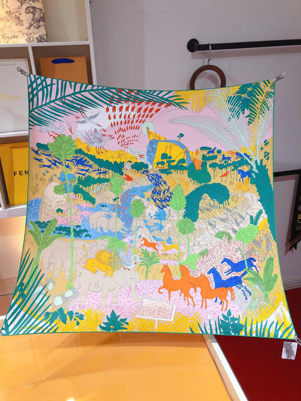 Le Carnaval Des Animaux Scarf 90 CM In Colorful Silk Twill 288863