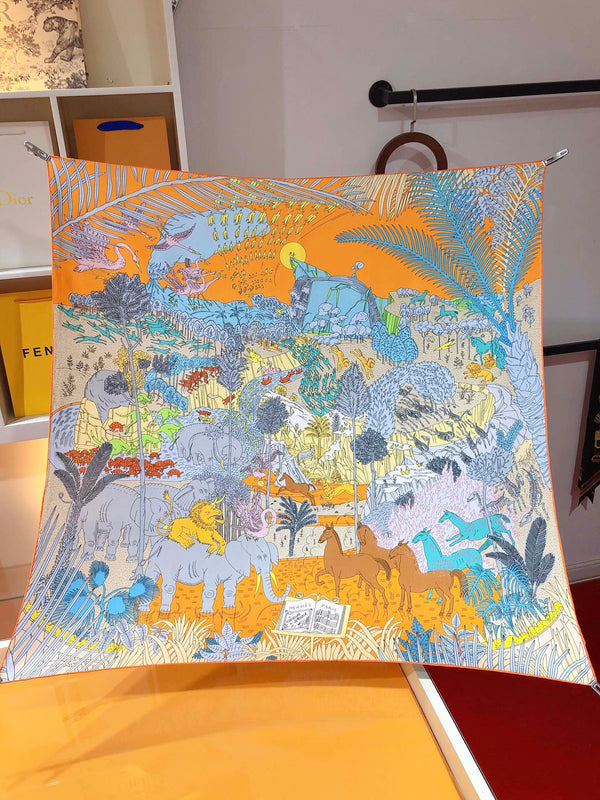 Le Carnaval Des Animaux Scarf 90 CM In Colorful Silk Twill 288862