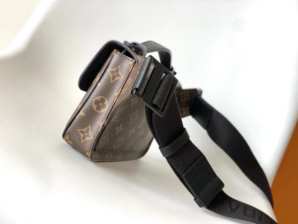 LV S Lock Sling Bag 21cm Brown Black Monogram Macassar Canvas