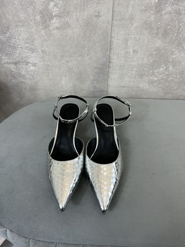 cl kitten with strap 45 platinum lizard stamped metalized calfskin