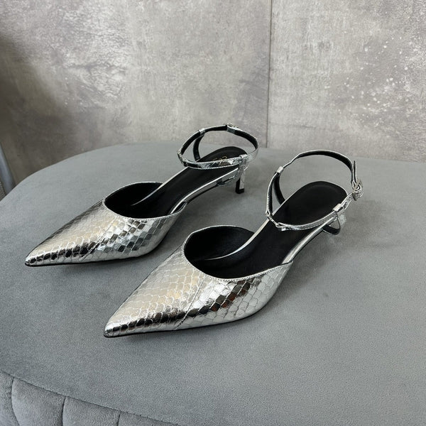 cl kitten with strap 45 platinum lizard stamped metalized calfskin