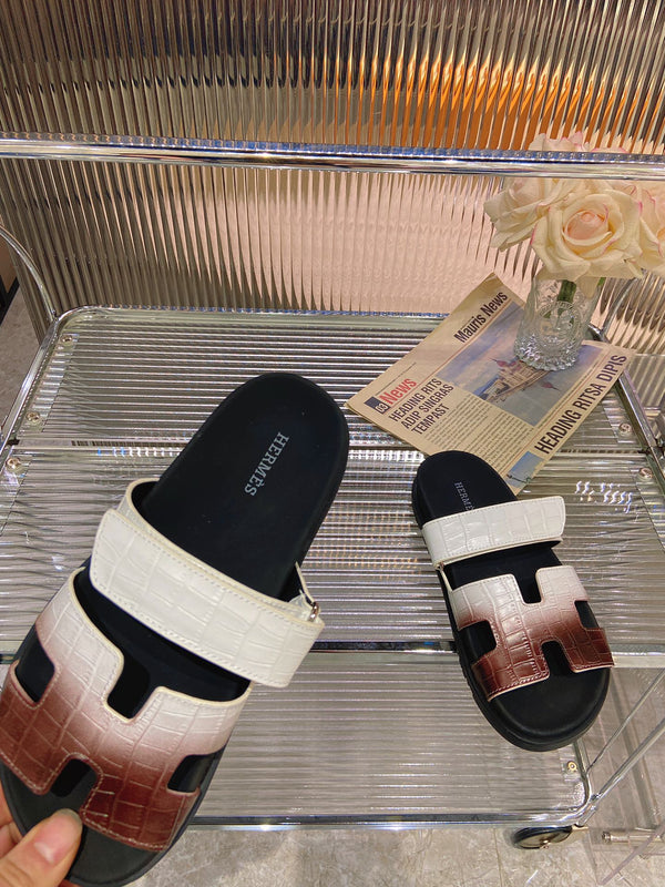 CHYPRE SANDAL OMBRE WHITE BROWN CALFSKIN